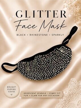 Embellished Black Face Mask with Rhinestones